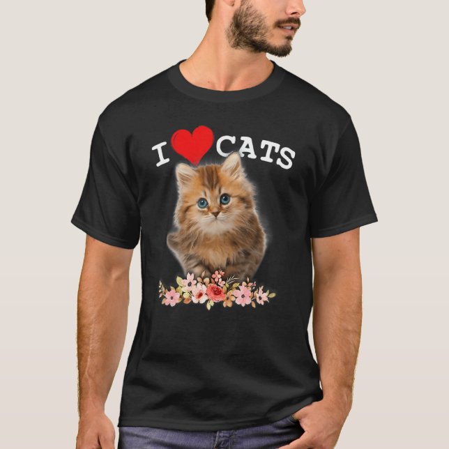 I Liebe Katzen Katze I Liebe Kätzchen T-Shirt (Vorderseite)
