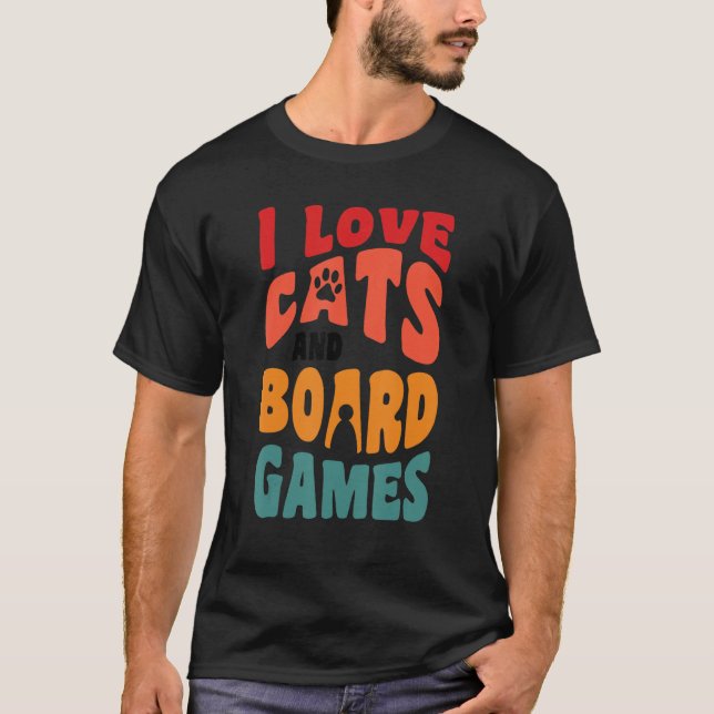 I Liebe Katzen Katzen Brettspiele 4 T-Shirt (Vorderseite)