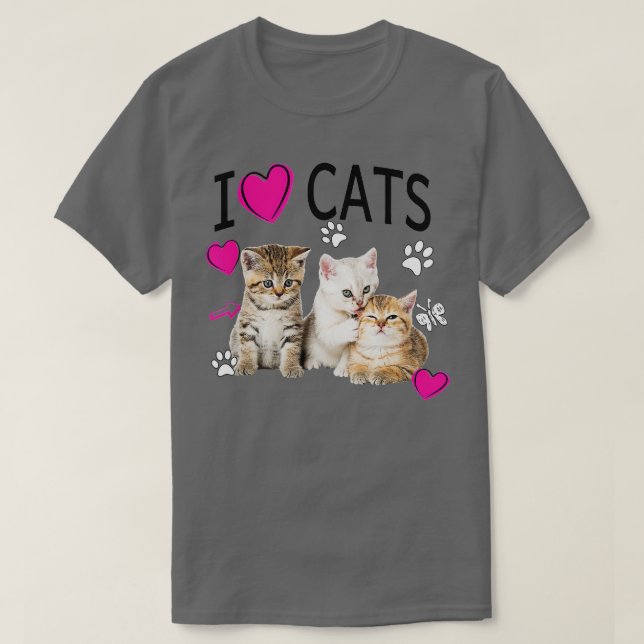 I Liebe Katzen Katzenliebhaber I Liebe Kätzchen T-Shirt (Design vorne)