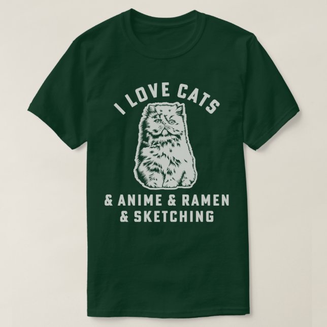 I Liebe Katzen Ramen Sketching Cat Mama Girl T-Shirt (Design vorne)