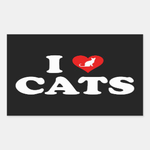 I Liebe Katzen Rechteckiger Aufkleber
