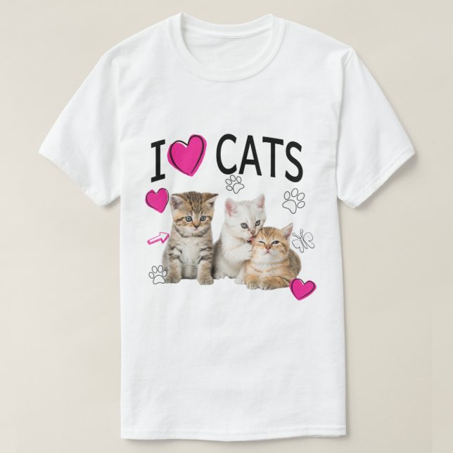 I Liebe Katzen Shirt Katzenliebhaber T-Shirt I Lie (Design vorne)
