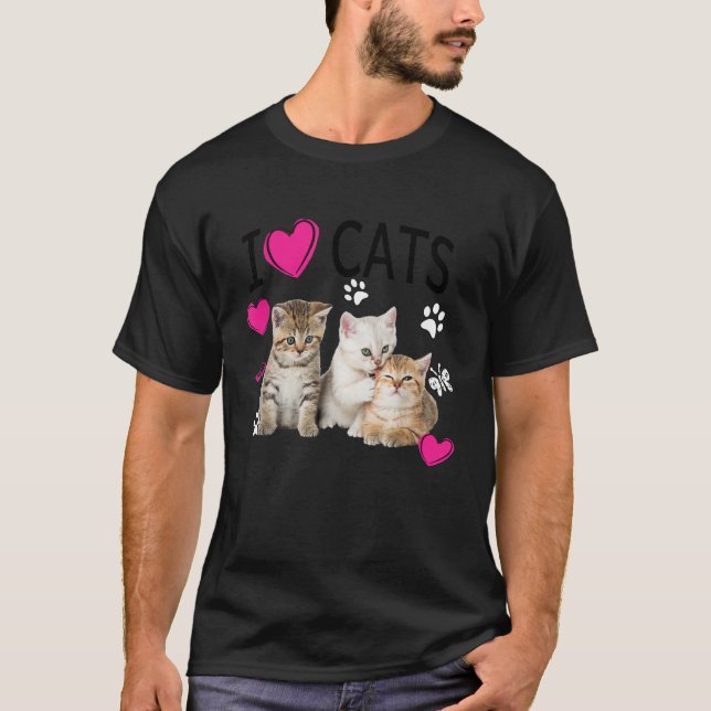 I Liebe Katzen Shirt Katzenlover T-Shirt I Liebe K (Vorderseite)