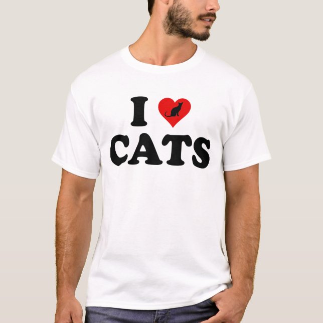 I Liebe Katzen T-Shirt (Vorderseite)