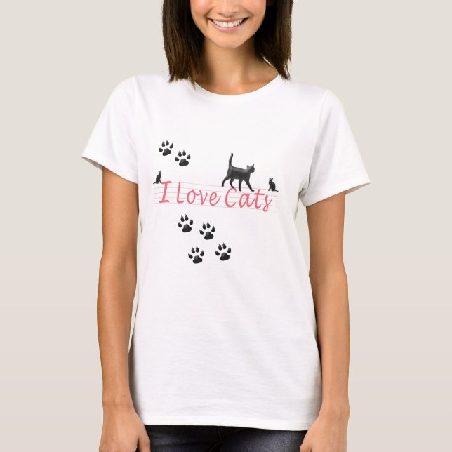 I Liebe Katzen T-Shirt (Vorderseite)