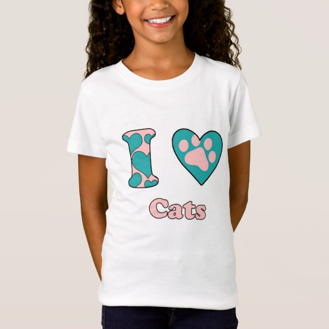I Liebe Katzen T-Shirt (Vorderseite)