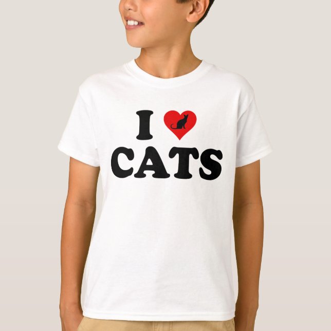I Liebe Katzen T-Shirt (Vorderseite)