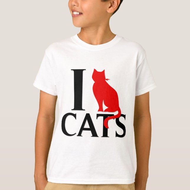 I Liebe Katzen T-Shirt (Vorderseite)