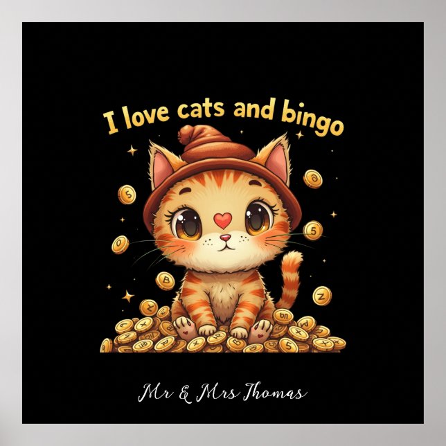I Liebe Katzen und Bingo Perfect Combo Bingo Liebe Poster (Vorne)