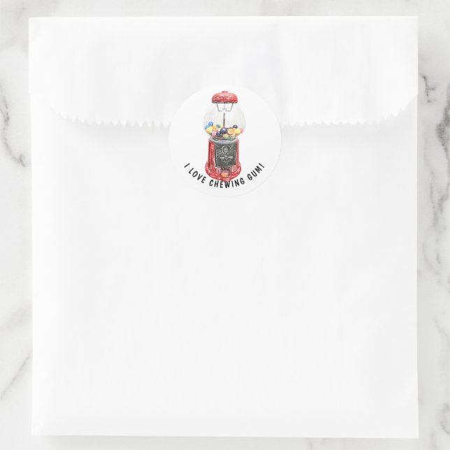 I Liebe Kaugummi Runder Aufkleber (Tasche)