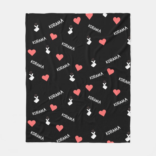 I Liebe Kdramas und KPOP Black Fleece Blanket (Vorderseite)