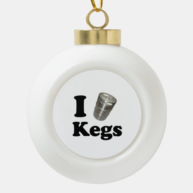 I Liebe Kegs Keramik Kugel-Ornament (Vorderseite)