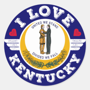 I Liebe Kentucky Staatsflagge Einheitsstand Runder Aufkleber