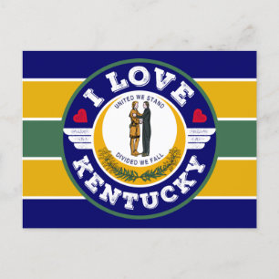 I Liebe Kentucky State Flag Retro Streifenmuster Postkarte