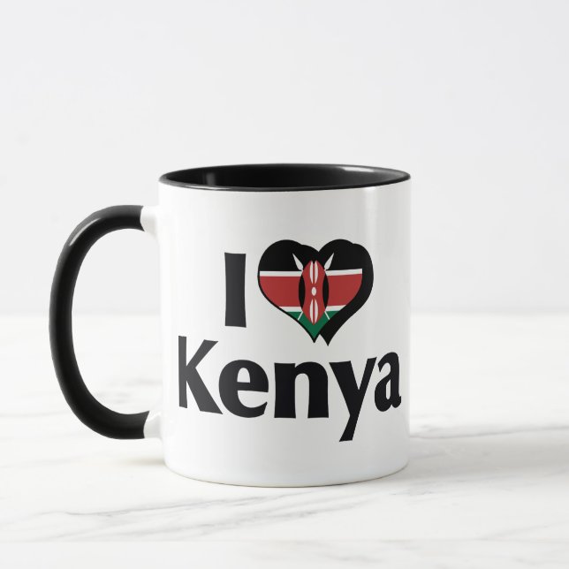 I Liebe Kenya Flag Tasse (Links)