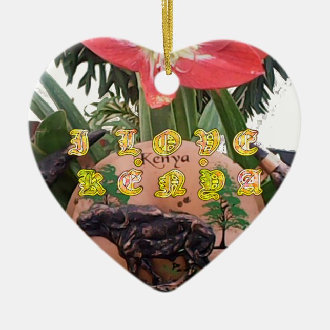 I Liebe kenya Hakuna Matata Geschenke Keramik Ornament (Vorne)