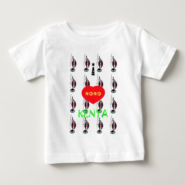 I Liebe Kenya Maasai Art Print Baby T-shirt (Vorderseite)
