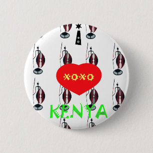 I Liebe Kenya Maasai Art Print Button
