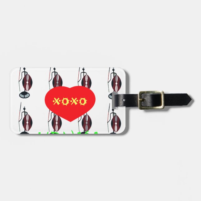 I Liebe Kenya Maasai Art Print Gepäckanhänger (Vorderseite horizontal)