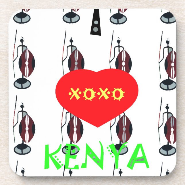 I Liebe Kenya Maasai Art Print Getränkeuntersetzer (Vorderseite)