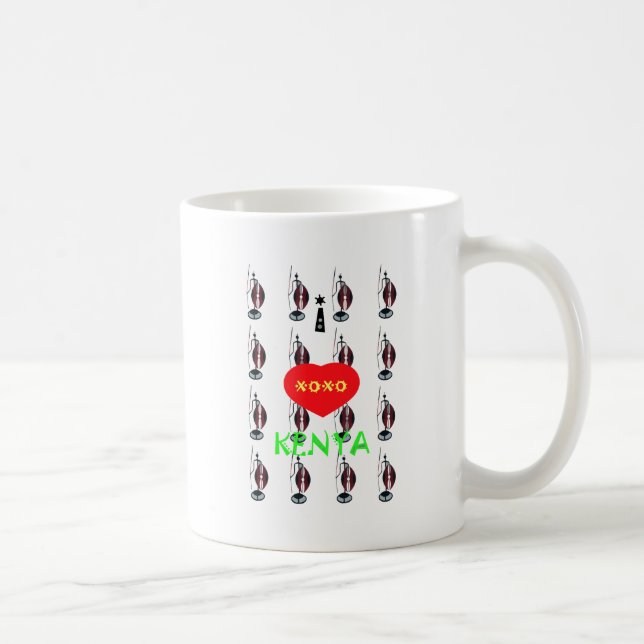I Liebe Kenya Maasai Art Print Kaffeetasse (Rechts)