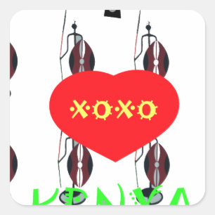 I Liebe Kenya Maasai Art Print Quadratischer Aufkleber