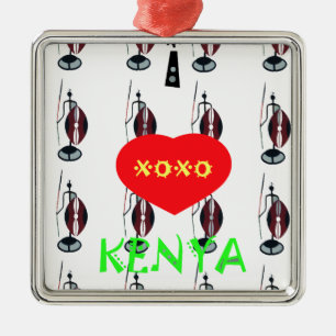 I Liebe Kenya Maasai Art Print Silbernes Ornament