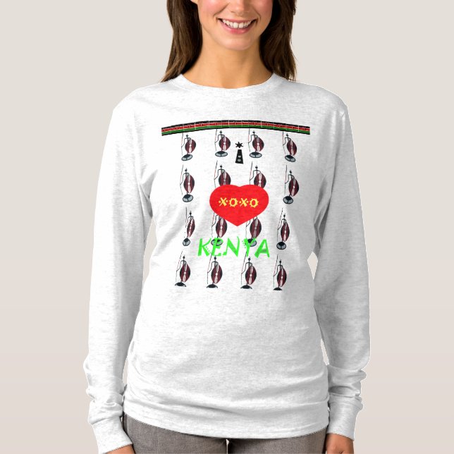 I Liebe Kenya Maasai Design T-Shirt (Vorderseite)
