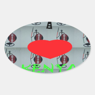 I Liebe Kenya Ovaler Aufkleber