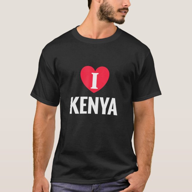 I Liebe Kenya Patriotic Zuhause Country Travel T-Shirt (Vorderseite)