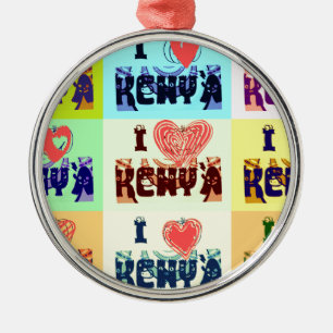 I Liebe Kenya.png Silbernes Ornament