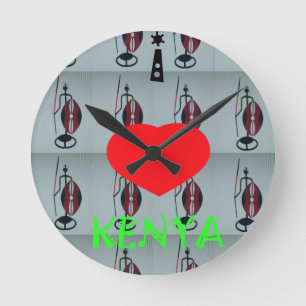 I Liebe Kenya Runde Wanduhr
