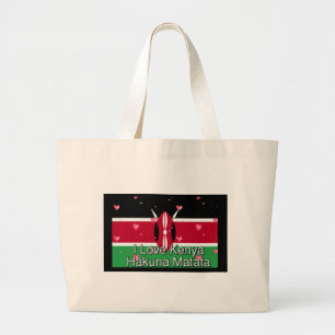 I Liebe Kenya und "Hakuna Matata" Kunstdrucken Jumbo Stoffbeutel
