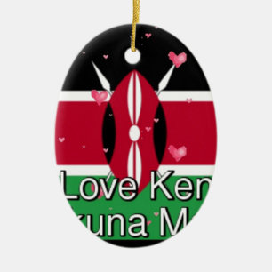 I Liebe Kenya und "Hakuna Matata" Kunstdrucken Keramik Ornament
