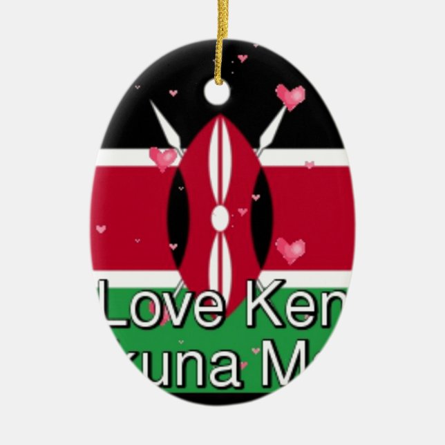 I Liebe Kenya und "Hakuna Matata" Kunstdrucken Keramik Ornament (Vorne)