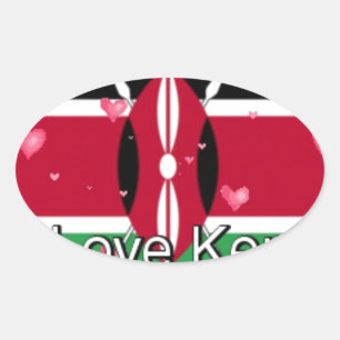 I Liebe Kenya und "Hakuna Matata" Kunstdrucken Ovaler Aufkleber