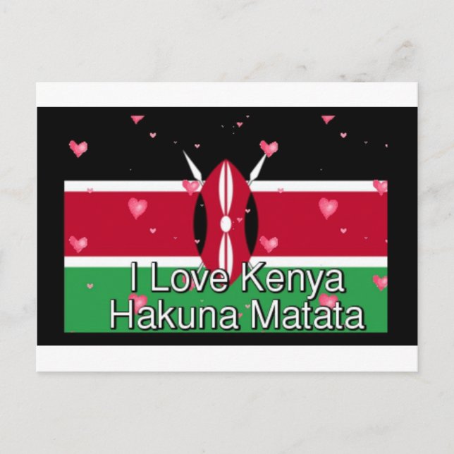 I Liebe Kenya und "Hakuna Matata" Kunstdrucken Postkarte (Vorderseite)