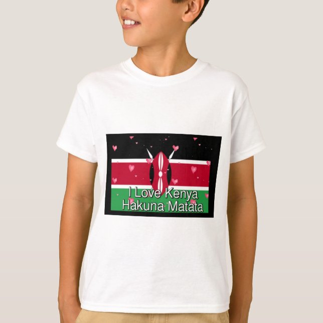 I Liebe Kenya und "Hakuna Matata" Kunstdrucken T-Shirt (Vorderseite)