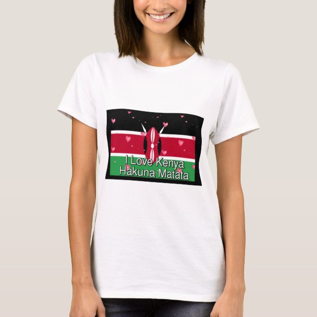 I Liebe Kenya und "Hakuna Matata" Kunstdrucken T-Shirt (Vorderseite)