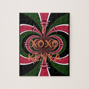 I Liebe Kenya XOXO National Flag Colors Puzzle