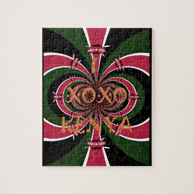 I Liebe Kenya XOXO National Flag Colors Puzzle (Vertikal)