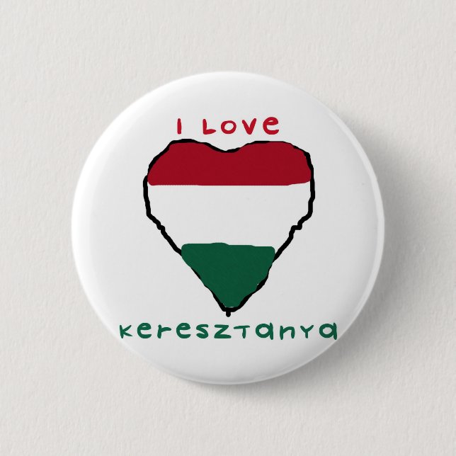 I Liebe Keresztanya Knopf Button (Vorderseite)