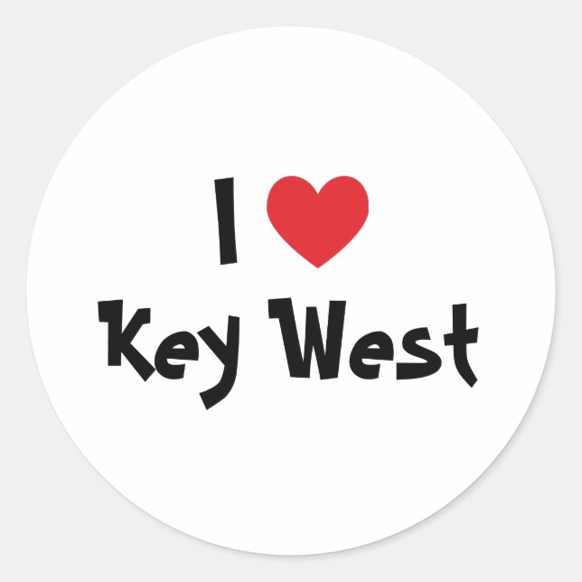 I Liebe Key West Florida Runder Aufkleber (Vorderseite)