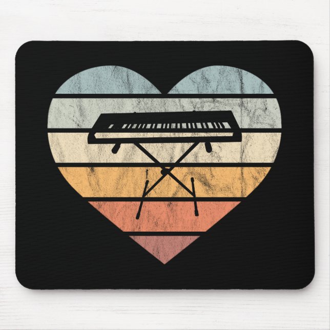 I Liebe Keyboard and Synthie Retro Heart Mousepad (Vorne)