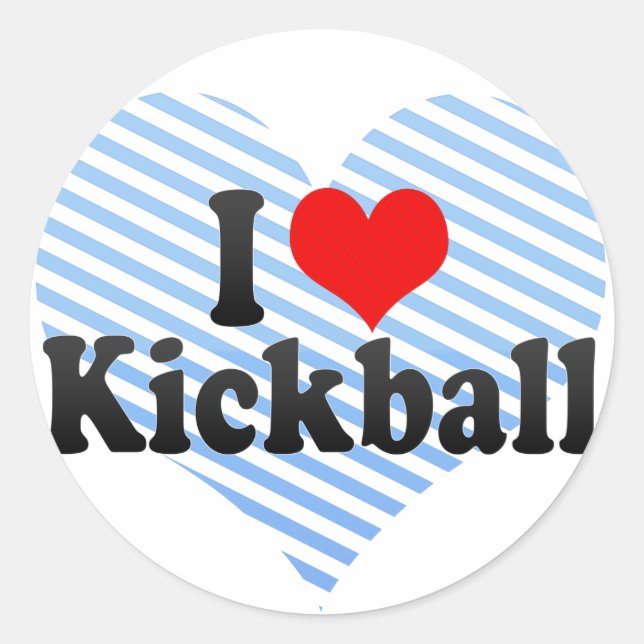 I Liebe Kickball Runder Aufkleber (Vorderseite)