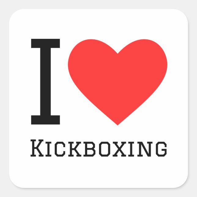 I Liebe Kickboxing Quadratischer Aufkleber (Vorderseite)