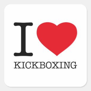 I LIEBE KICKBOXING QUADRATISCHER AUFKLEBER