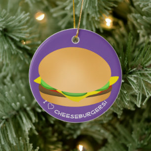 I Liebe Kiddie Cheeseburgers Keramik Ornament