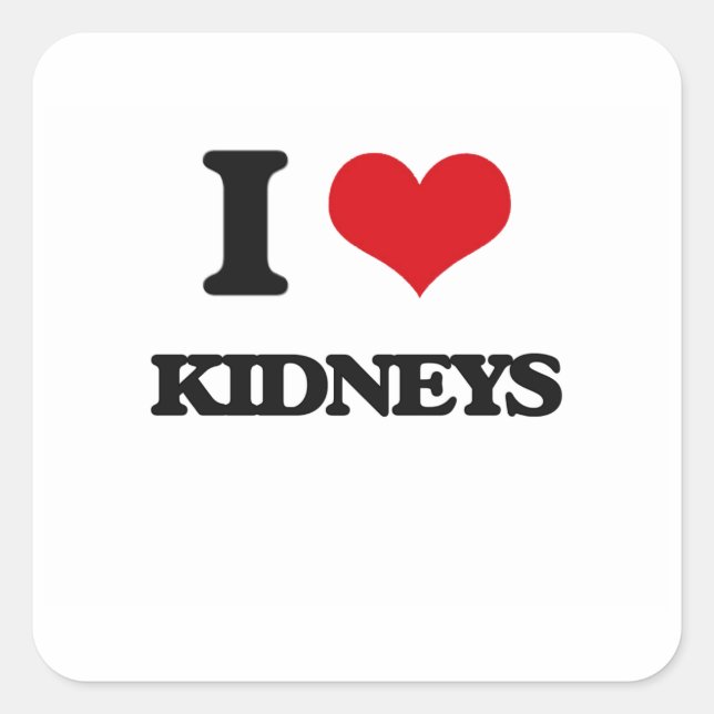 I Liebe Kidneys Quadratischer Aufkleber (Vorderseite)