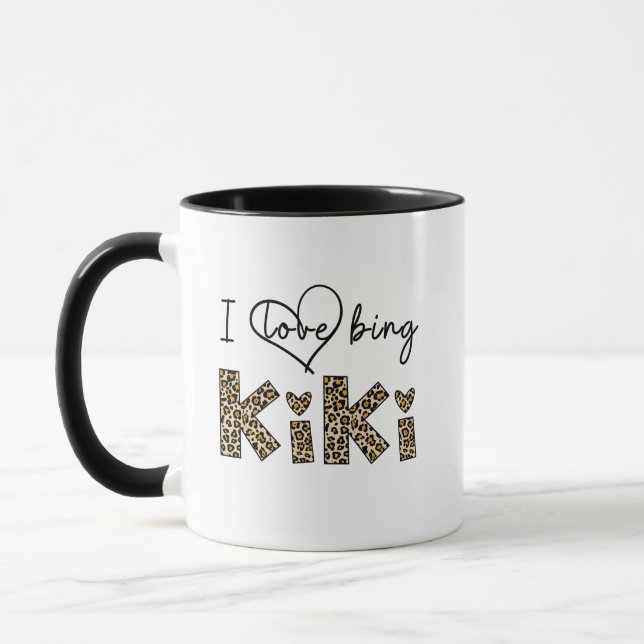 I Liebe Kiki Leopard kariert Tasse (Links)